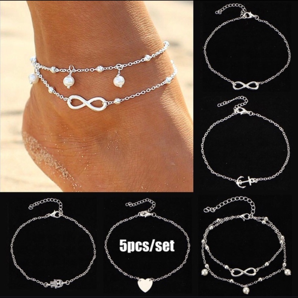 🔥🔥 5 Piece Anklet Set